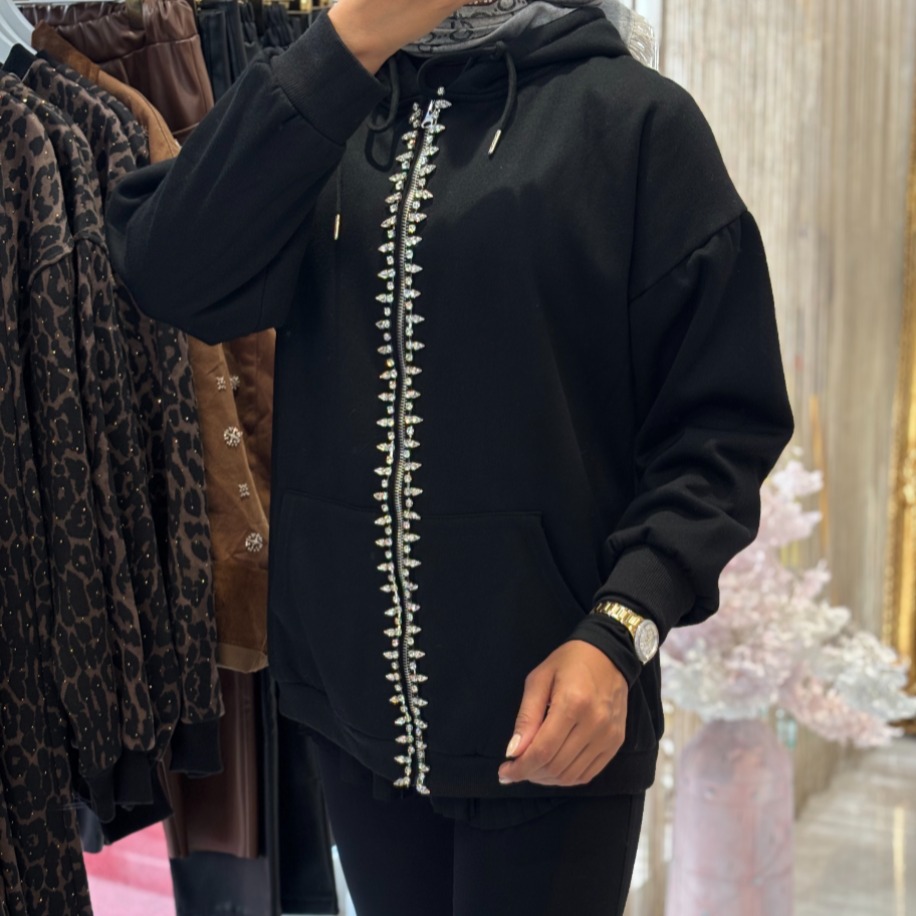 sırt detaylı fermuarlı sweat